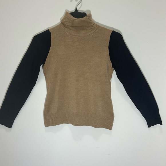 French Connection Navy and Camel Turtleneck Sweater - Picture 1 of 4